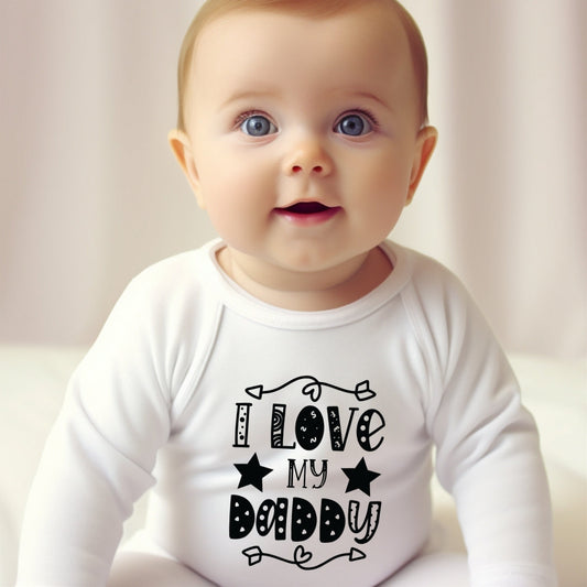 Personalised I Love My Daddy Bib, Vest or Babygrow - Black & White