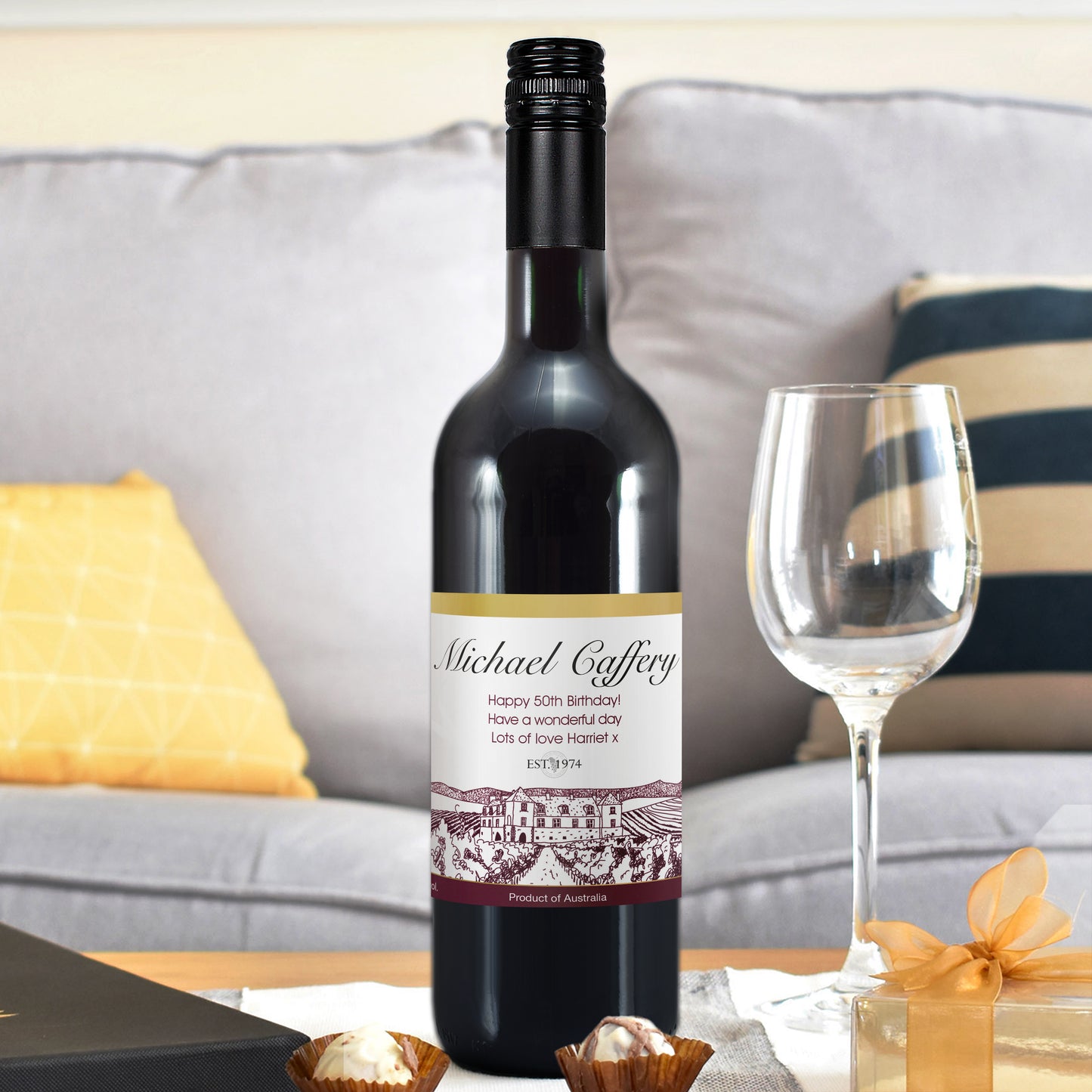 Personalised Free Text Vineyard Red Wine from Heartfelt Gifts