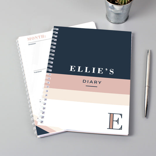 Personalised Free Text Navy & Blush A5 Diary - image 2