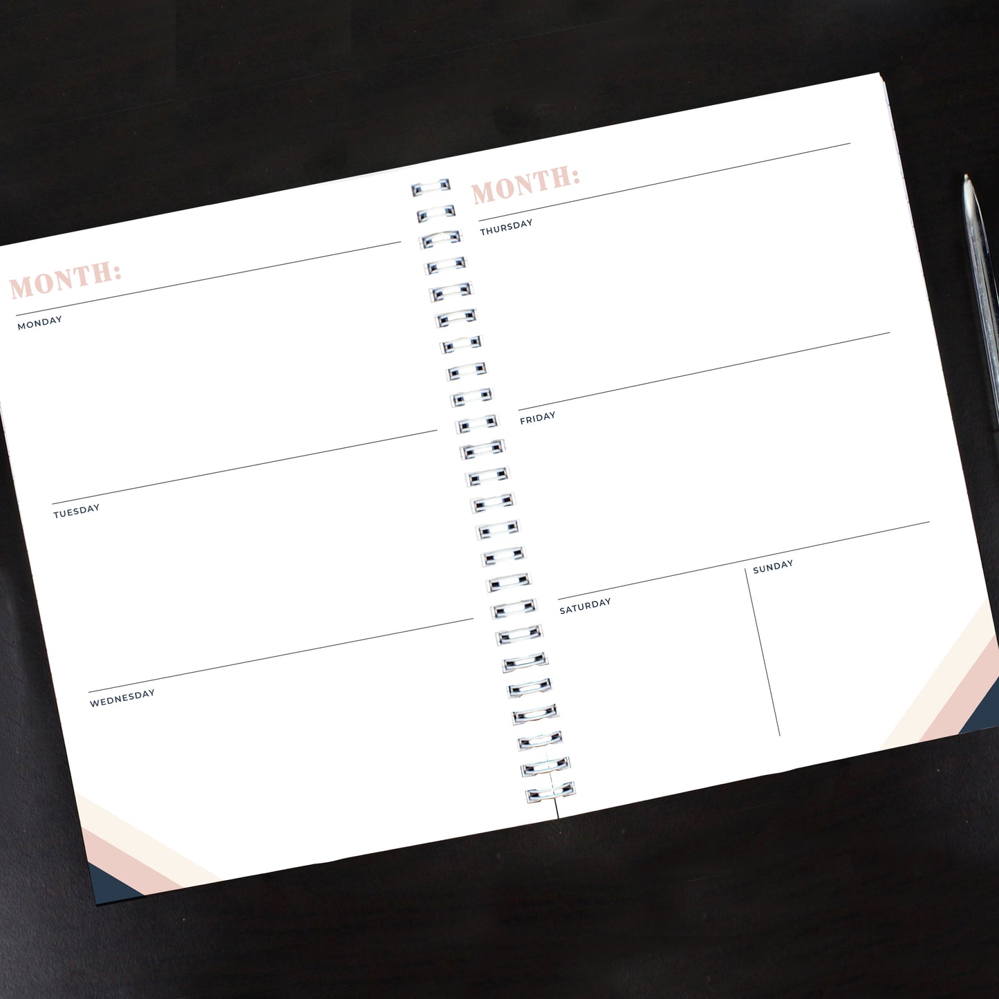 Personalised Free Text Navy & Blush A5 Diary - image 3