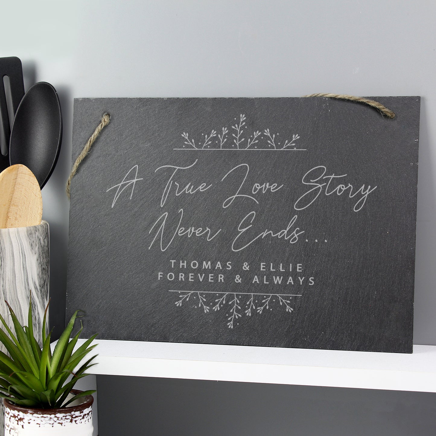Personalised True Love Story Hanging Large Slate Sign from Heartfelt Gifts