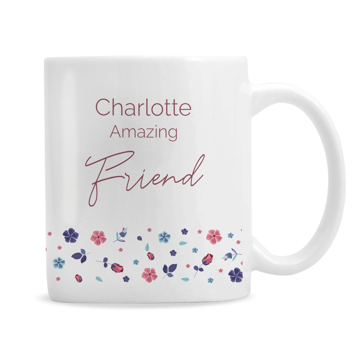 Personalised Amazing Floral mug on a white background