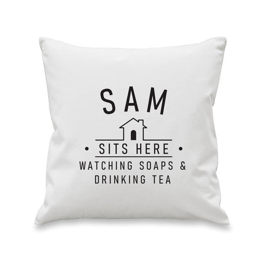 Personalised ...Sits Here Cushion - image 3