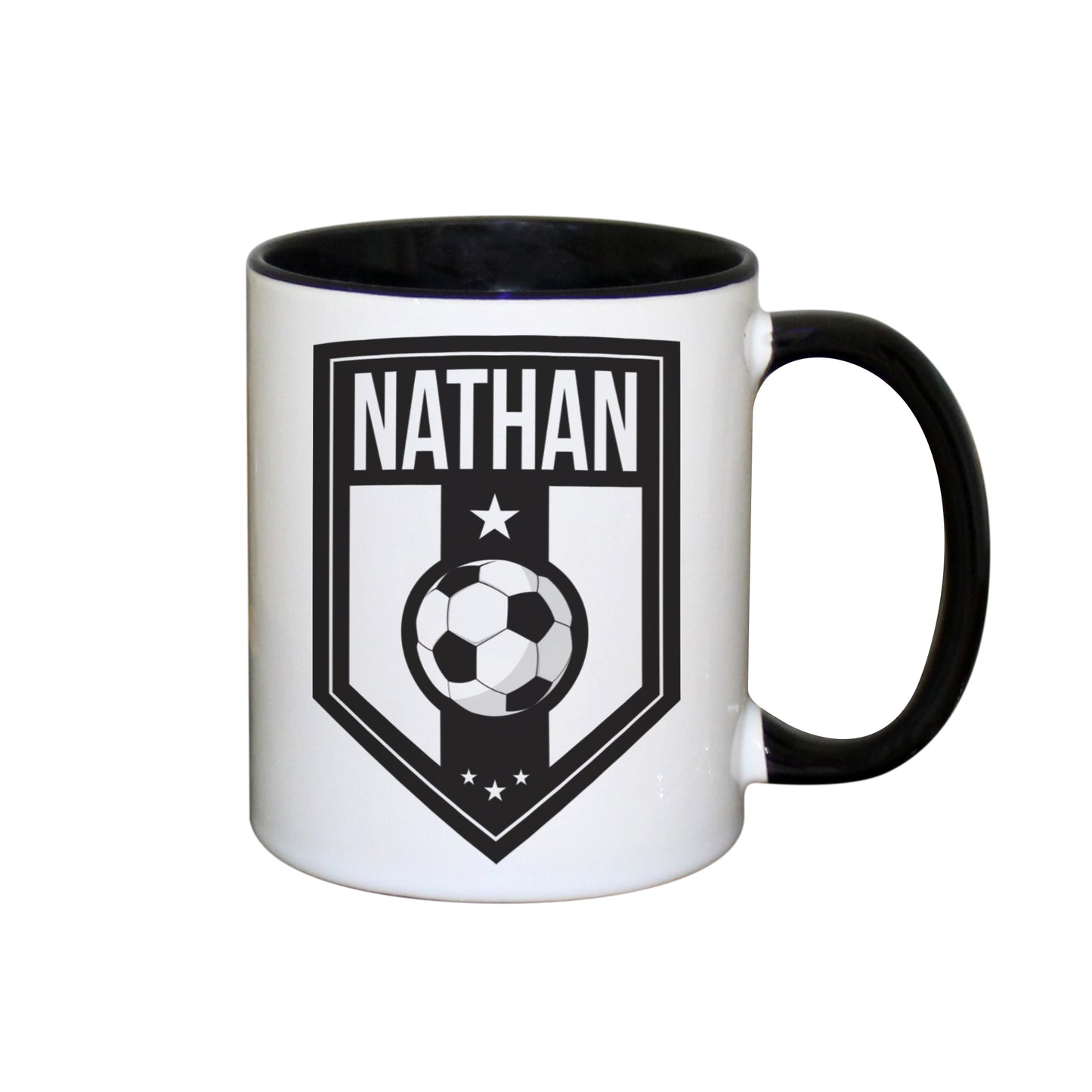 Personalised Football Badge Black Handled Mug - image 2
