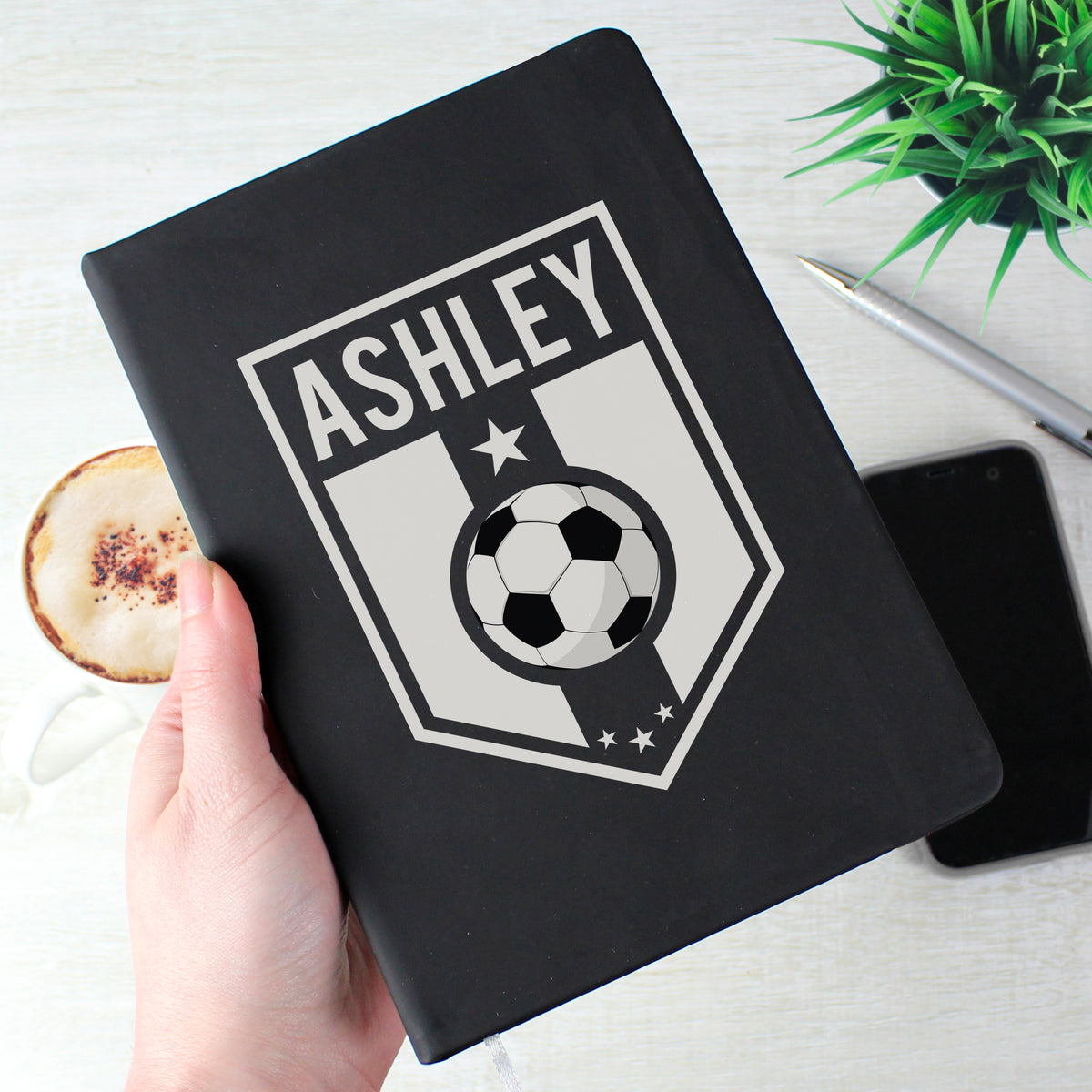 Personalised Football Badge Black Notebook - image 4