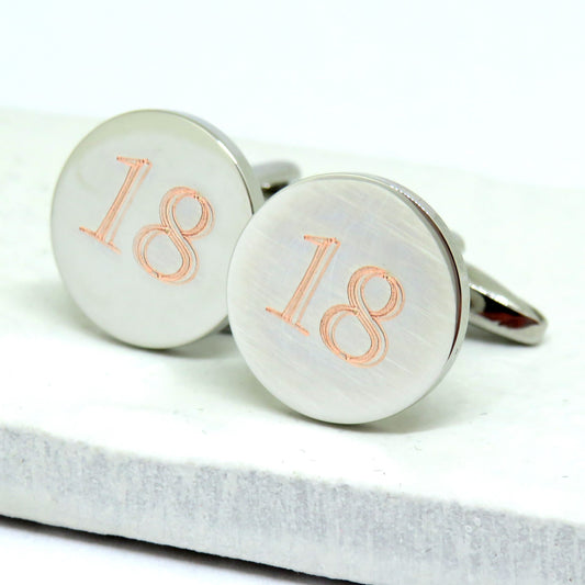 Personalised Castellar round cufflinks with example engraving