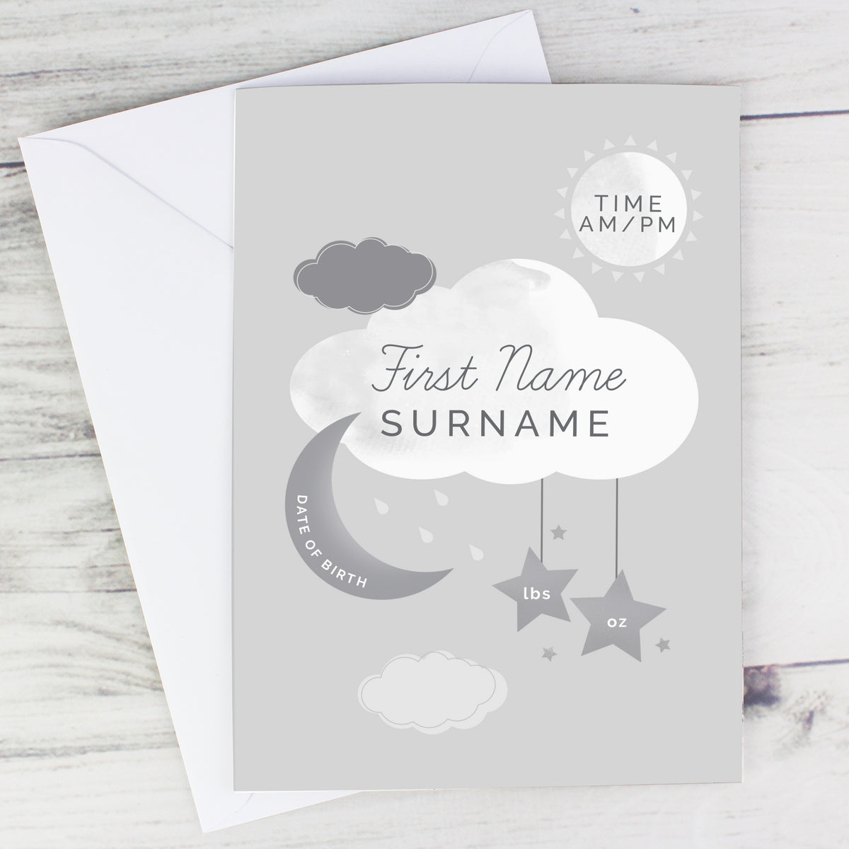 Personalised New Baby Moon & Stars Card - image 7