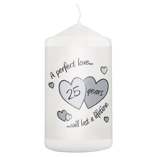 Perfect Love Silver Anniversary Pillar Candle - image 2