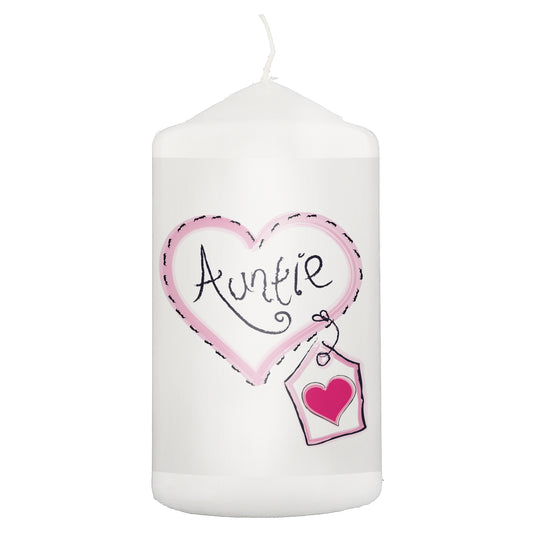 Auntie Heart Stitch Pillar Candle - image 2