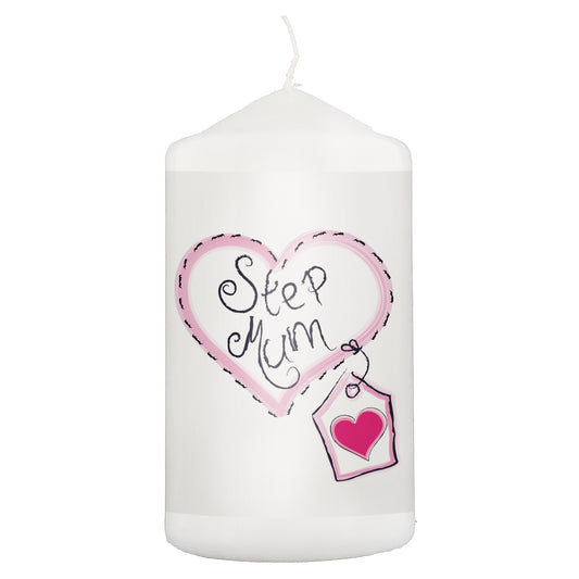 Step Mum Heart Stitch Pillar Candle - image 2