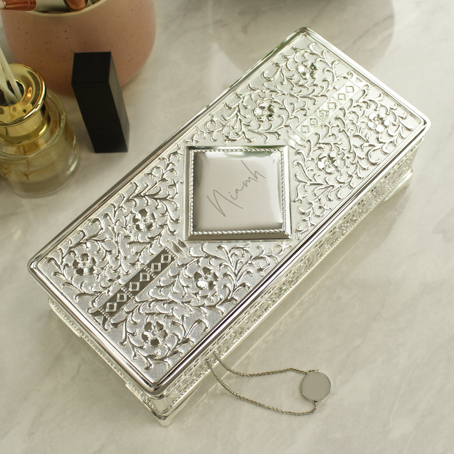 Personalised Silver Plated Jewellery Box – Luxury Anniversary Birthday Gift for Her - image 2