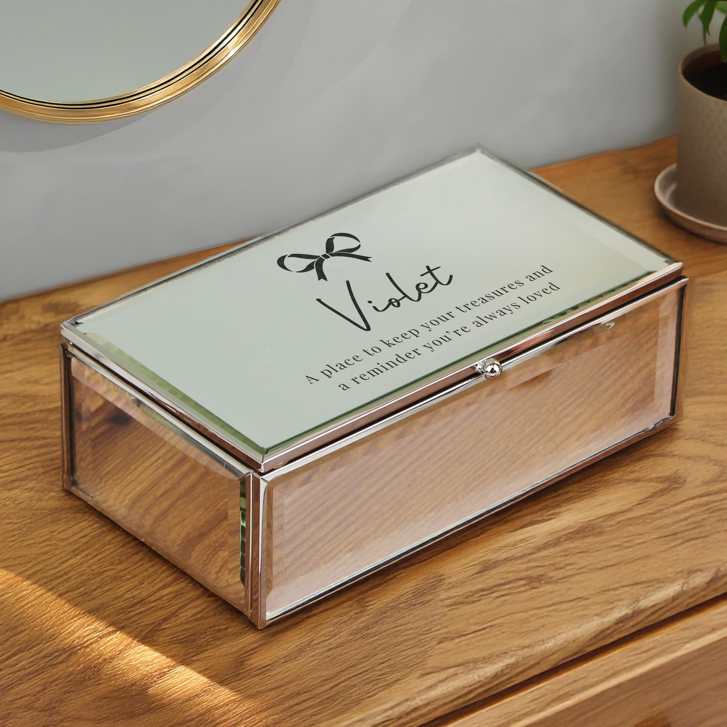 Personalised Bow Mirrored Jewellery Box – Luxury Birthday Valentine Gift for Her - image 4