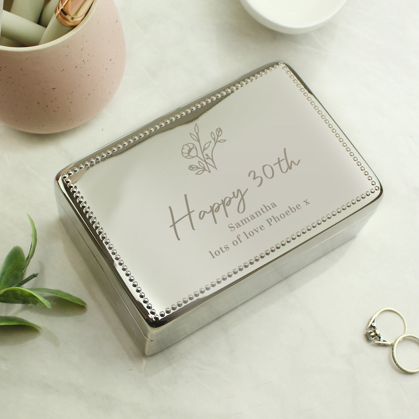 Personalised Floral Small Jewellery Box – Birthday Valentine Gift for Her - image 5