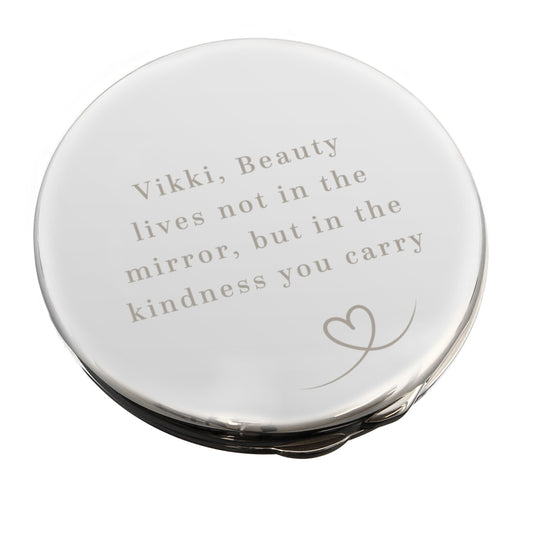Personalised Heart Round Compact Mirror – Birthday Valentine's Gift for Her - image 4