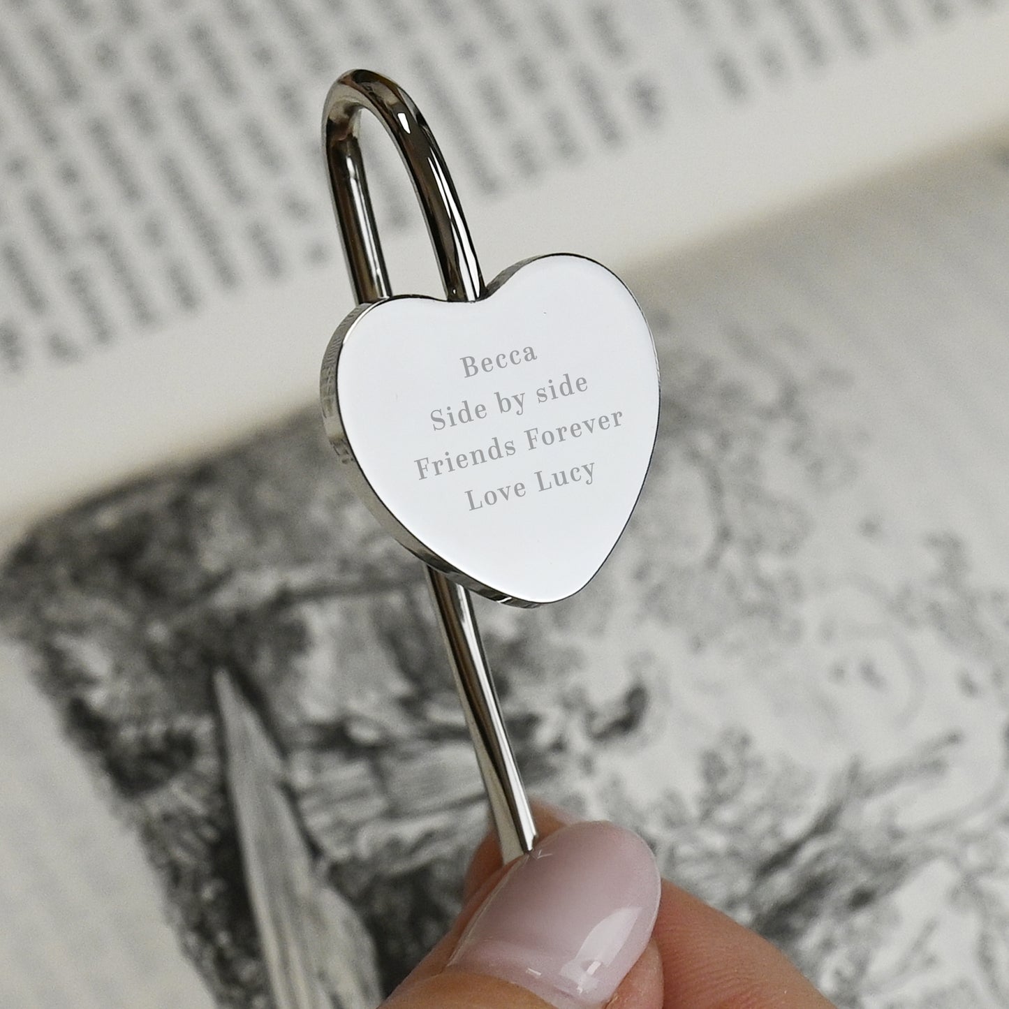 Personalised Engraved Silver Heart Bookmark – Birthday Gift for Book Lovers - image 4