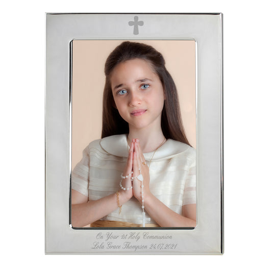 Personalised Silver Plated 6x4 Elegant Cross Photo Frame - image 2
