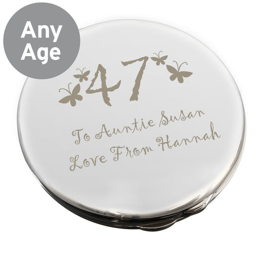 Personalised Butterfly Age Round Compact Mirror - image 4