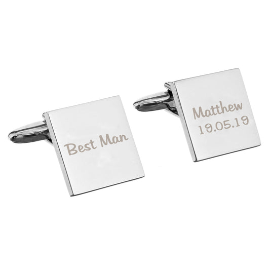 Personalised Wedding Role Square Cufflinks -1 line - image 2