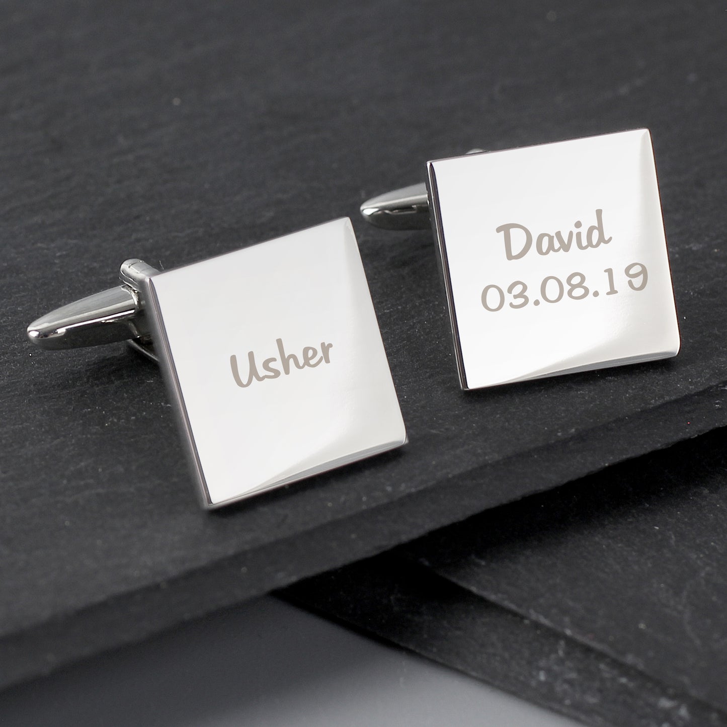 Personalised Wedding Role Square Cufflinks -1 line - image 3