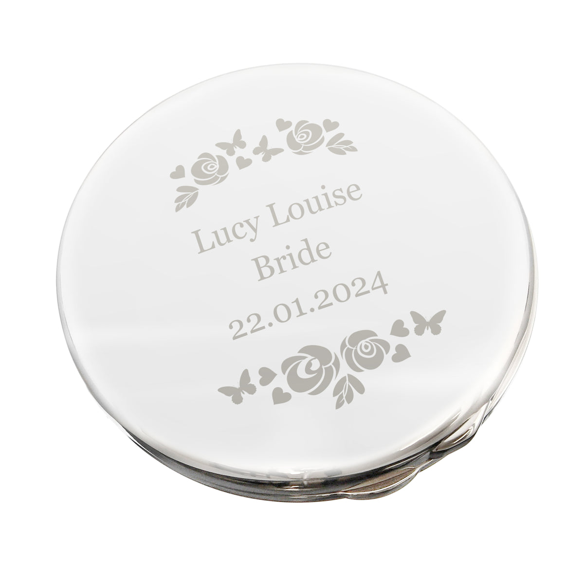 Vintage Rose compact mirror presented as a floral keepsake