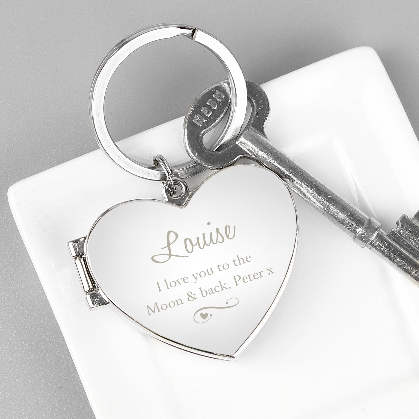 Personalised Swirl Heart Photoframe Keyring from Heartfelt Gifts