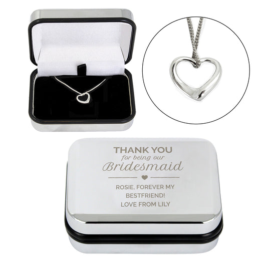 Personalised Bridesmaid Box and Sterling Silver Heart Necklace - image 4