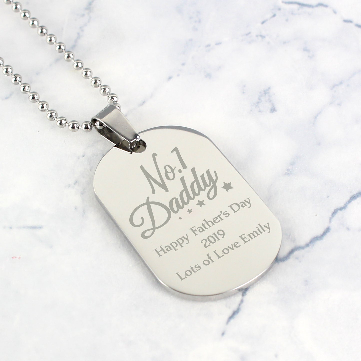 Personalised No.1 Daddy Stainless Steel Dog Tag Necklace - image 7