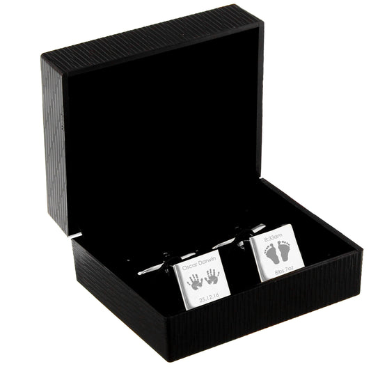 Personalised Hands and Feet New Baby Square Cufflinks - image 2