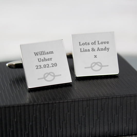 Personalised Tie the Knot Square Cufflinks - image 4