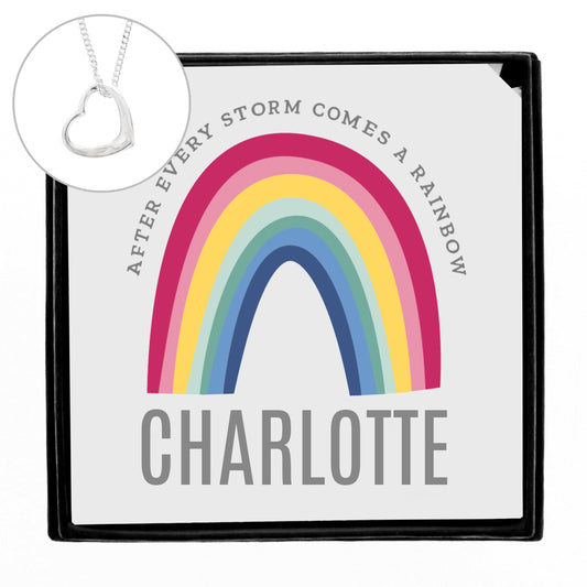 Personalised Rainbow Sentiment Silver Tone Necklace and Box - image 2