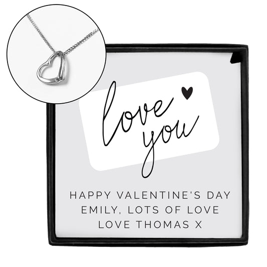 Personalised Love you Sterling Silver Heart Necklace and Box - image 2