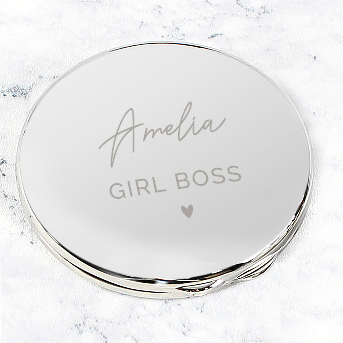 Personalised Beautiful compact mirror presented as a gift