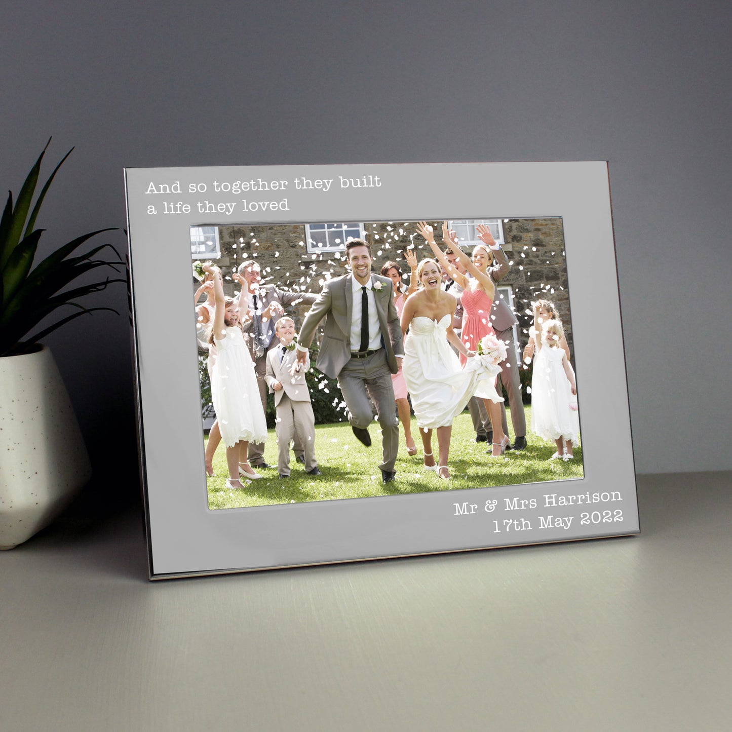Personalised Free Text 5 x 7 Landscape Silver Photo Frame - image 4