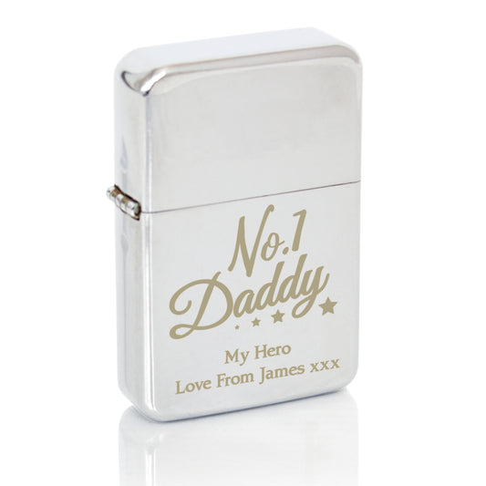 Personalised No.1 Daddy Silver Lighter - image 2