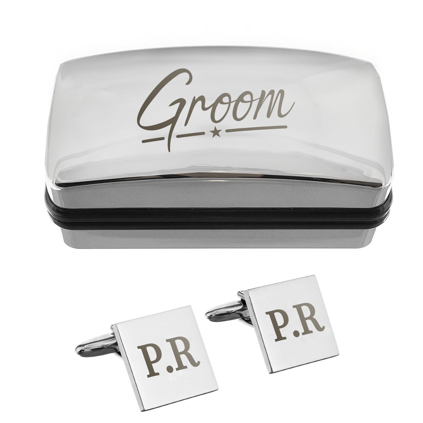 Personalised Groom Wedding Cufflinks Box Set – Engraved Wedding Day Gift - image 3