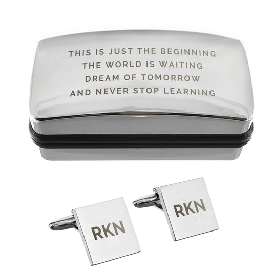 Personalised Initial Cufflinks and Engraved Box – Birthday Father's Day Gift for Him - image 4