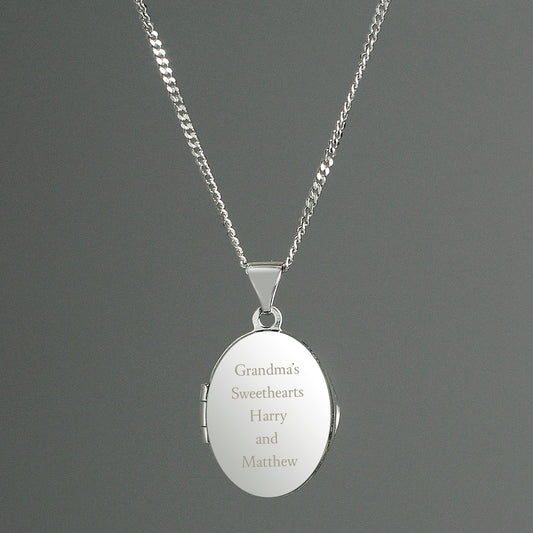Personalised Sterling Silver Oval Locket Necklace - Message - image 2