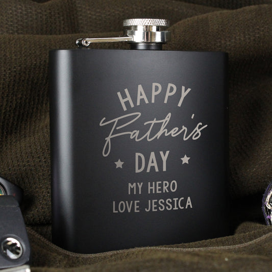 Personalised Fathers Day Black Hip Flask - image 3