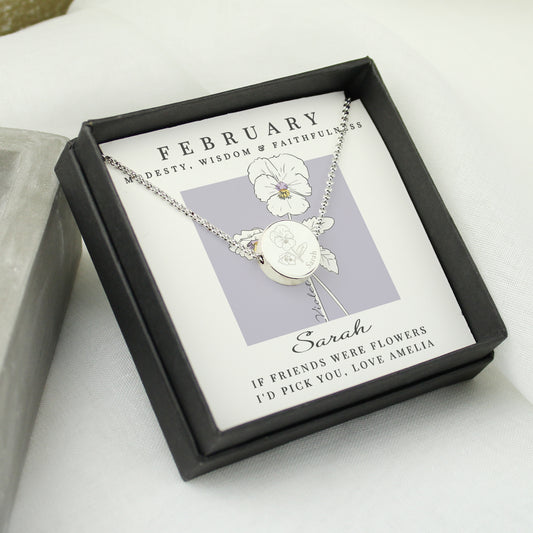 Personalised February Birth Flower Necklace and Box - image 3