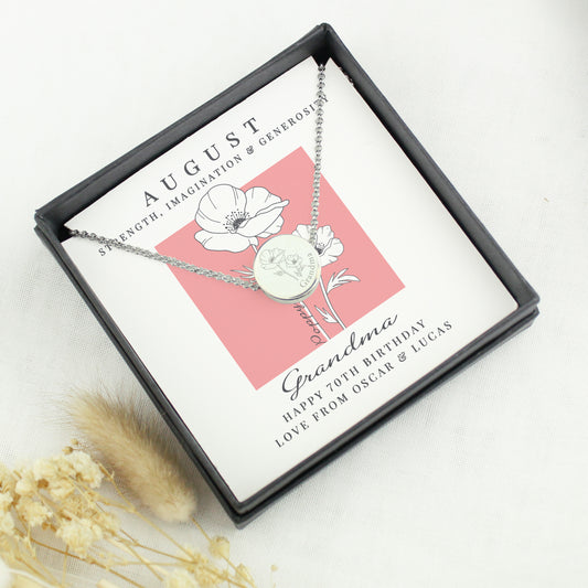 Personalised August Birth Flower Necklace and Box - image 2