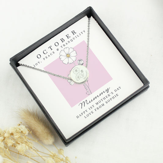 Personalised October Birth Flower Necklace and Box - image 2
