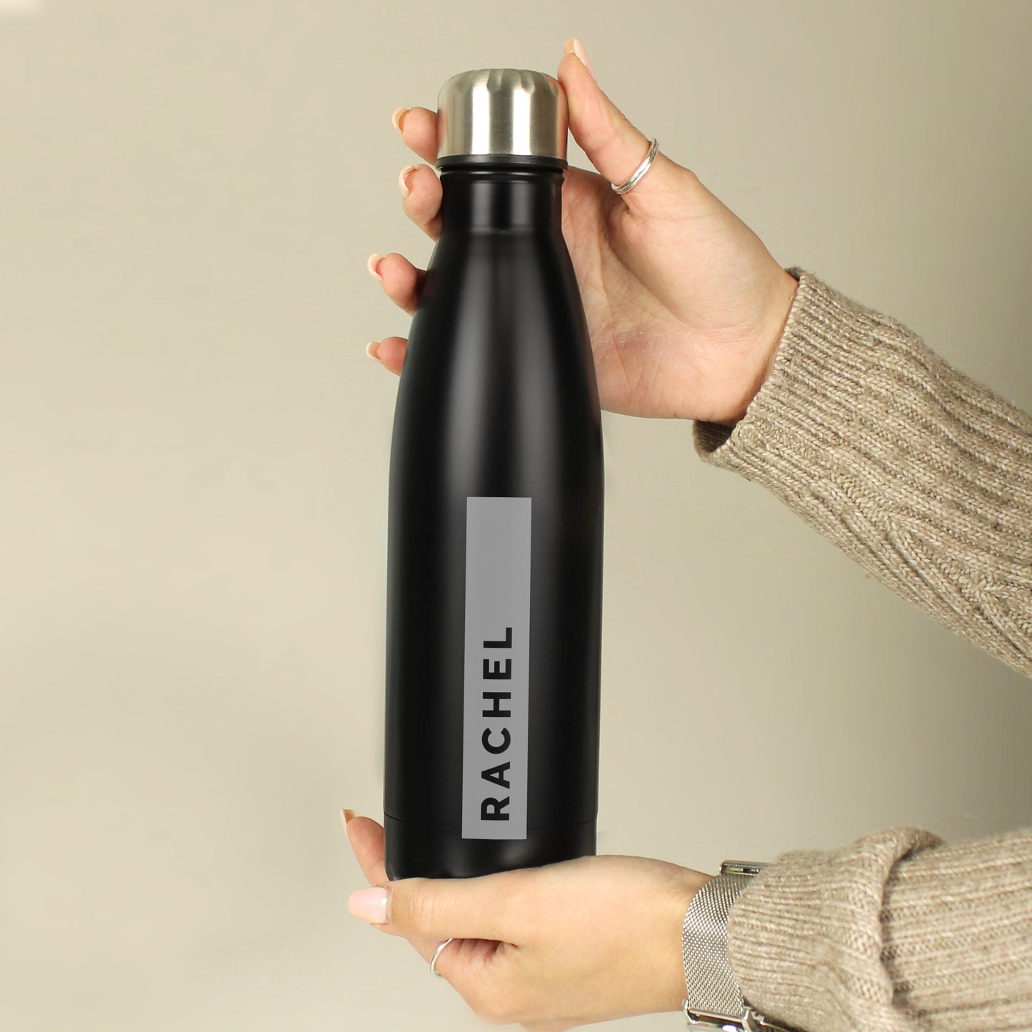 Personalised Rectangle Black Metal Insulated Drinks Bottle - image 6