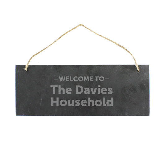 Personalised Welcome To... Hanging Slate Plaque - image 2