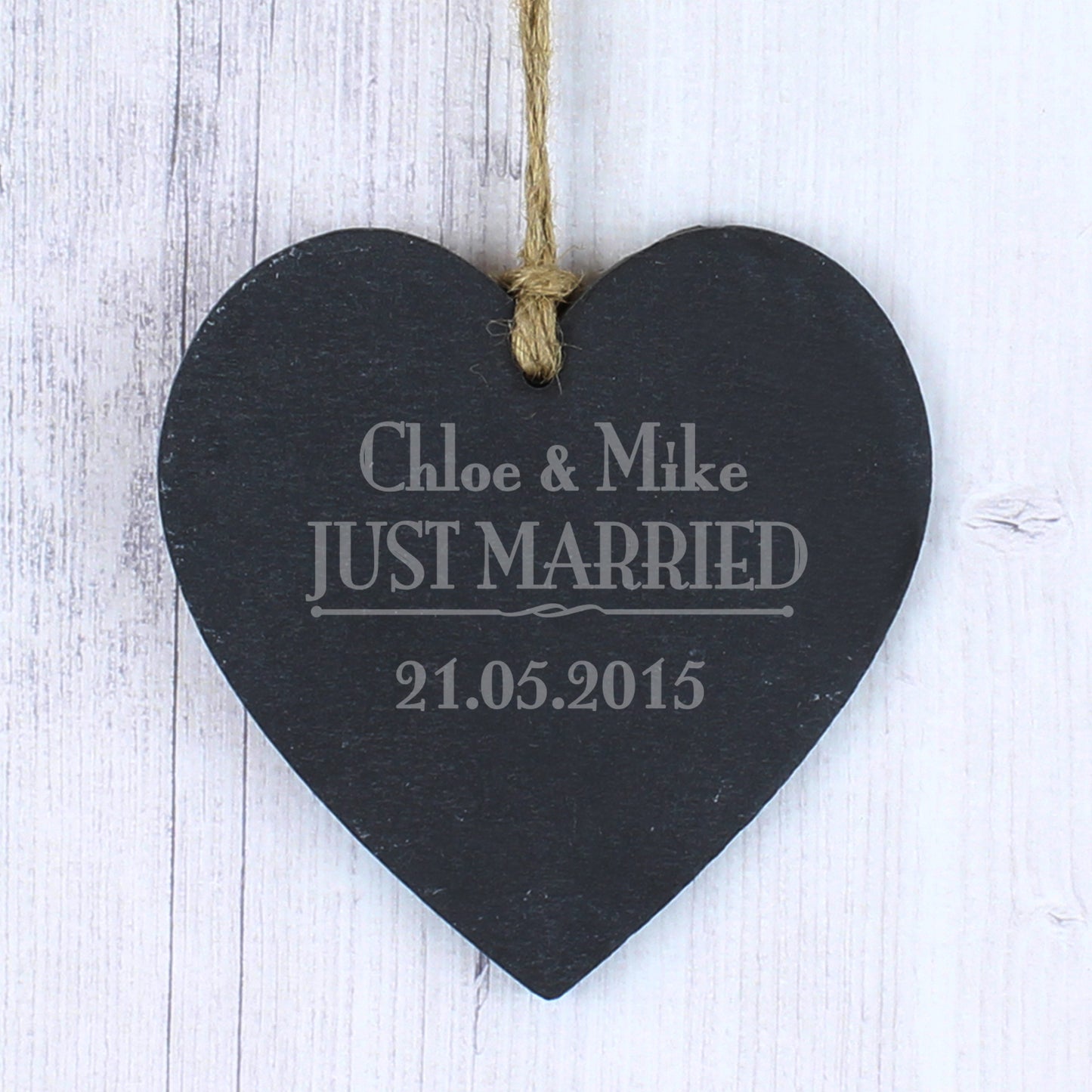 Personalised Just Married... Slate Heart Decoration - image 2