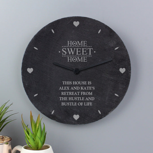 Personalised Home Sweet Home Slate Clock - image 2