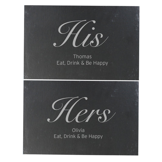 Personalised His and Hers Slate Placemat Set - image 2