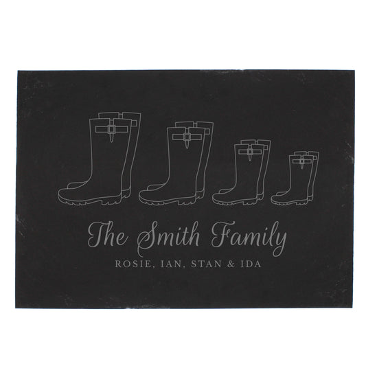 Personalised Welly Boot Family of Four Slate - image 2