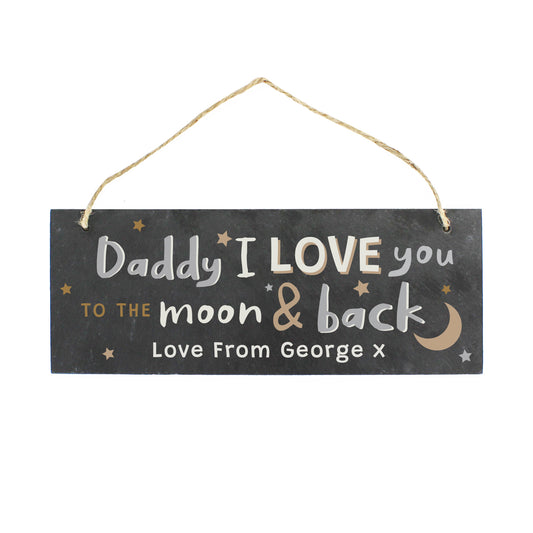 Personalised To the Moon and Back Hanging Slate Plaque - image 2