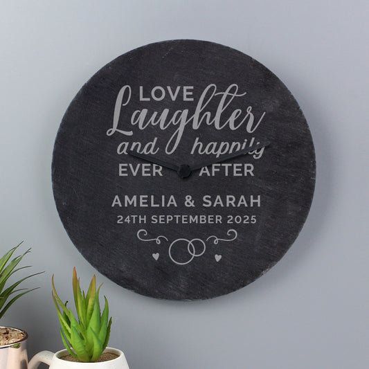 Personalised Love Laughter Slate Clock - image 2