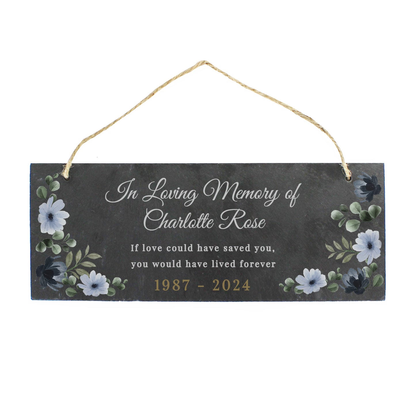 Personalised Memorial Floral Slate Hanging Ornament - image 5